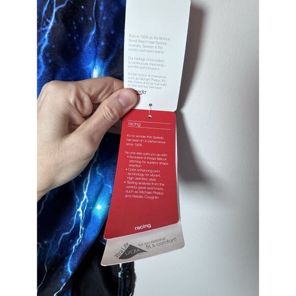 Speedo Womens SPEEDO LIGHTNING STRIKES FEMALE FLYBACK BLUE One Piece Size 32 NWT - Picture 4 of 8